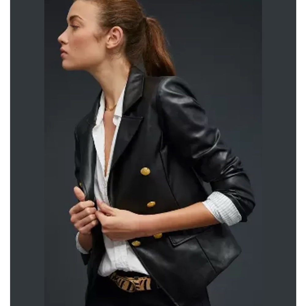 Anthropologie Faux-leather Nico Blazer